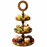 Handcrafted Sheesham Wood 3-Tiered Fruit & Cupcake Stand