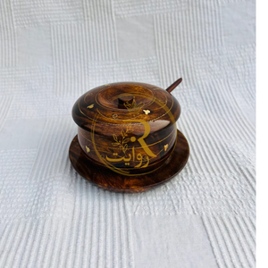 Antique Handcrafted Wooden Sugar Dan with Brass Work