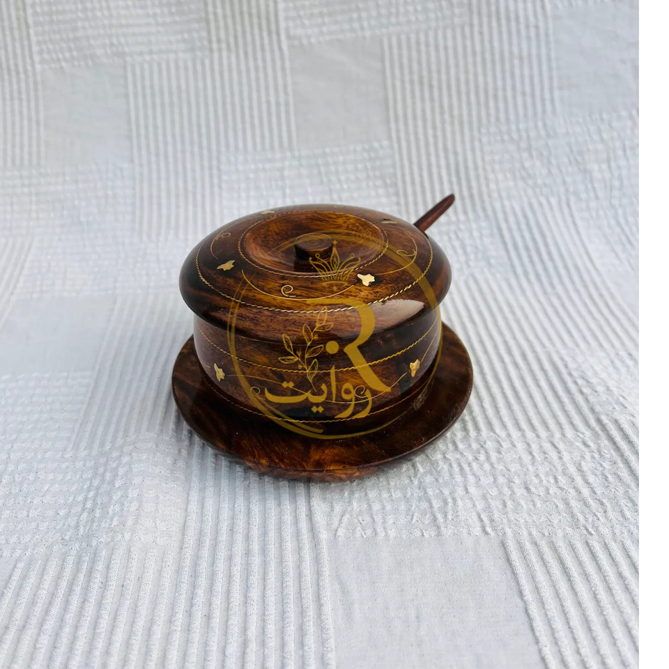 Antique Handcrafted Wooden Sugar Dan with Brass Work