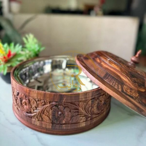 Deal 8 – Carving Wooden Hotpot (with Steel Bowl), Set of 3 Fruit Baskets & 8-Piece Wooden Cooking Spoon Set