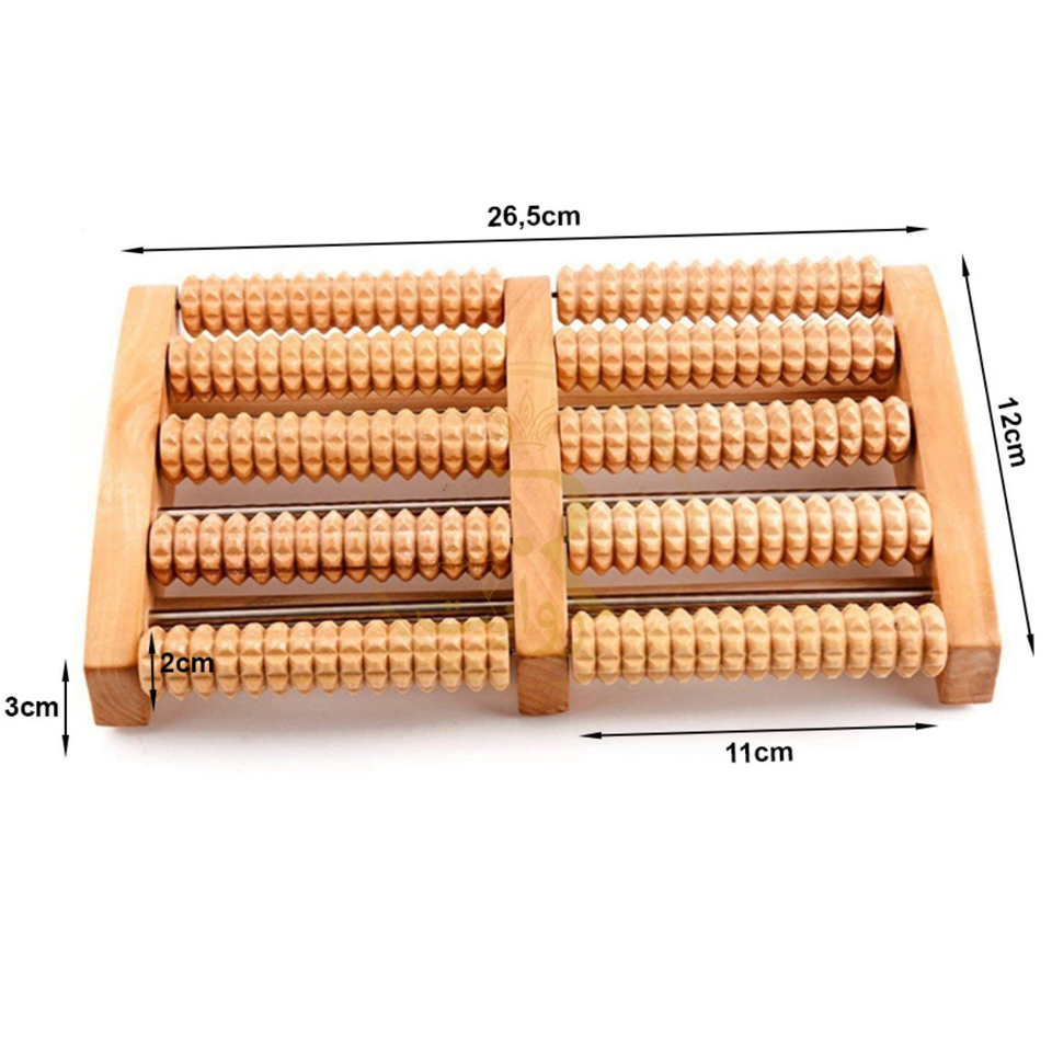 Wooden Foot Massager 6 Roller | Natural Reflexology Foot Massage Tool