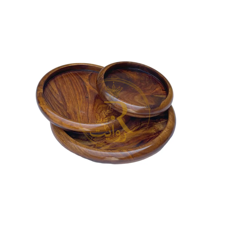 Handcrafted Round Wooden Plate Set of 3