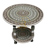 Handcrafted Black Naqshi Table – 24-Inch 3-Leg Wooden Accent Table for Home Décor