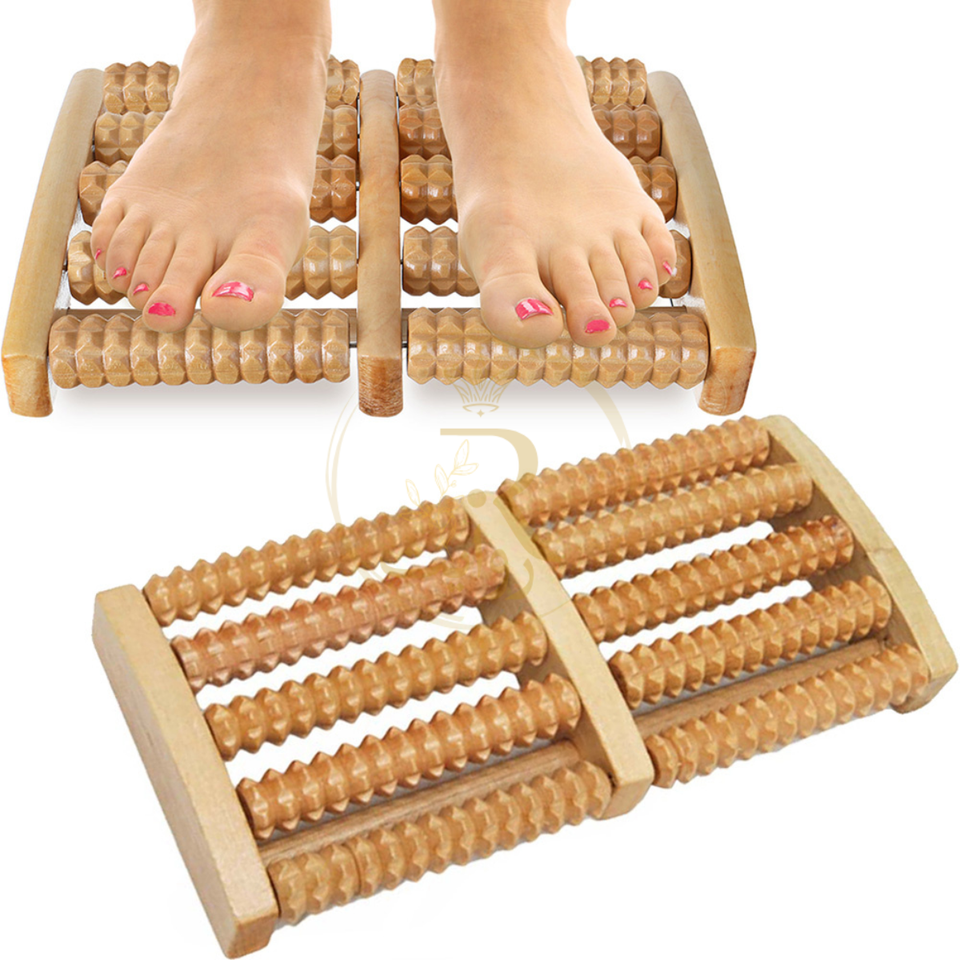 Wooden Foot Massager 6 Roller | Natural Reflexology Foot Massage Tool