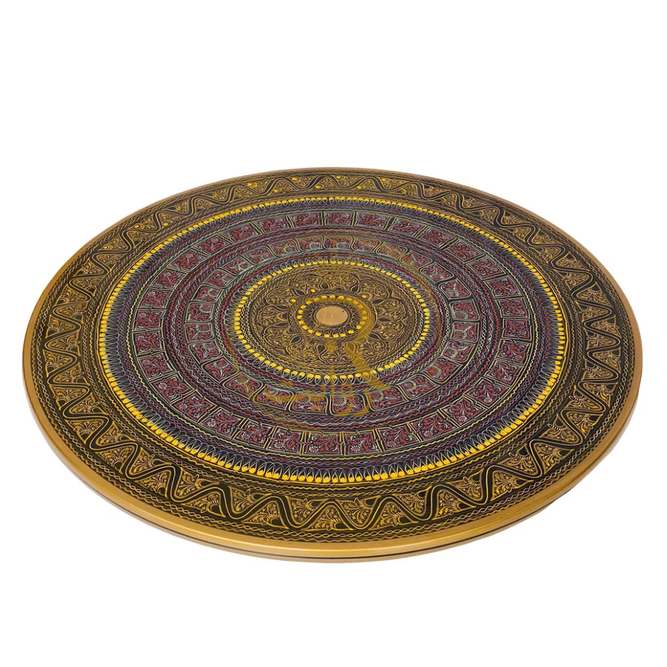 Handcrafted Black Naqshi Table & Umre-Khayam Set – 24-Inch 3-Leg Wooden Home Décor Table