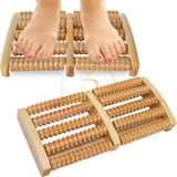 Wooden Foot Massager 6 Roller | Natural Reflexology Foot Massage Tool