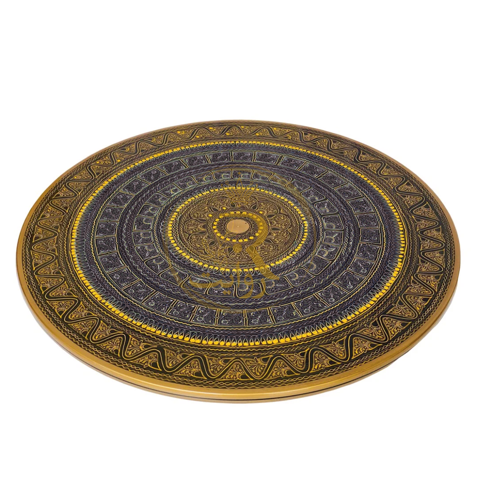 Handcrafted Black Naqshi Table – 24-Inch 3-Leg Wooden Accent Table for Home Décor