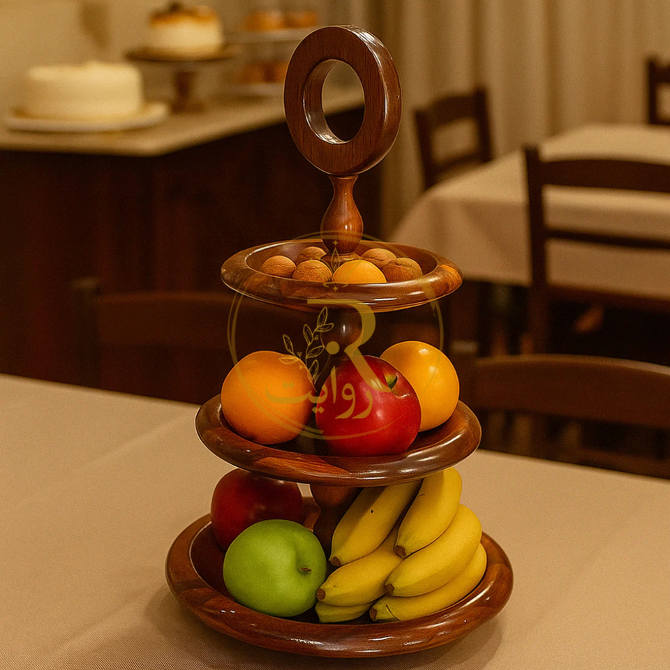 Handcrafted Sheesham Wood 3-Tiered Fruit & Cupcake Stand