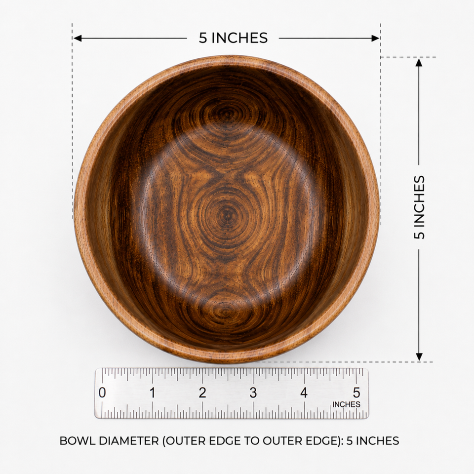 5 Inch Single Wooden Bowl With Polish