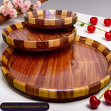 Handcrafted Sheesham Wood Plate Set of 3