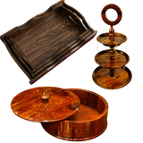 Deal 5 – Handcrafted Wooden Hotpot, Tray Set &amp; 3-Tier Cake Stand