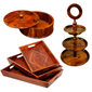Deal 5 – Handcrafted Wooden Hotpot, Tray Set &amp; 3-Tier Cake Stand