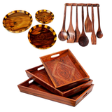 Deal 3 – Wooden Tray Set, Wooden Plates &amp; 8-Piece Cooking Spoon Set