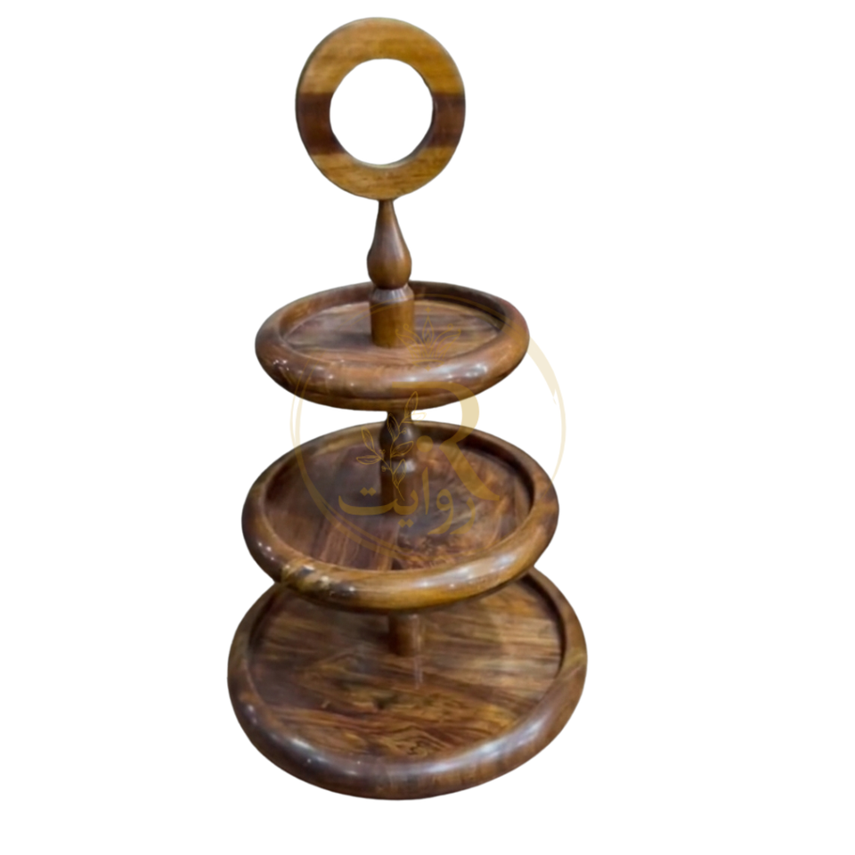 Handcrafted Sheesham Wood 3-Tiered Fruit & Cupcake Stand